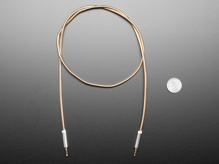 3.5mm Stereo Male/Male Cable - Gold Metal - 1 meter long by The Pi Hut - The Pi Hut