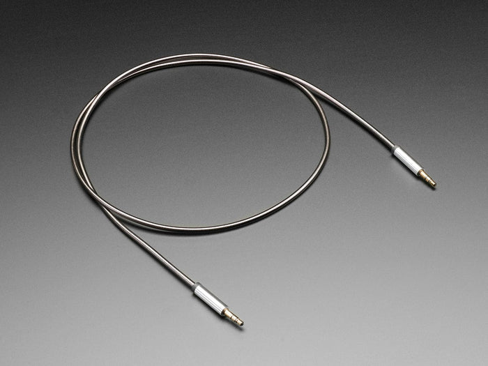 3.5mm Stereo Male/Male Cables - Black Metal - 1 meter long [discontinued] by The Pi Hut - The Pi Hut