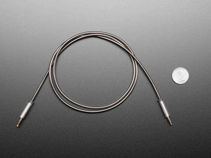 3.5mm Stereo Male/Male Cables - Black Metal - 1 meter long [discontinued] by The Pi Hut - The Pi Hut