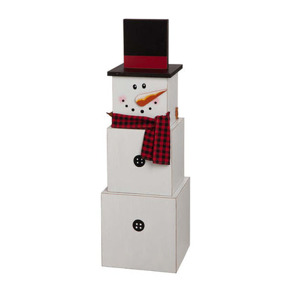36.22"H Wooden Snowman Double-edage Box Porch Decor ( Christmas & Fall）