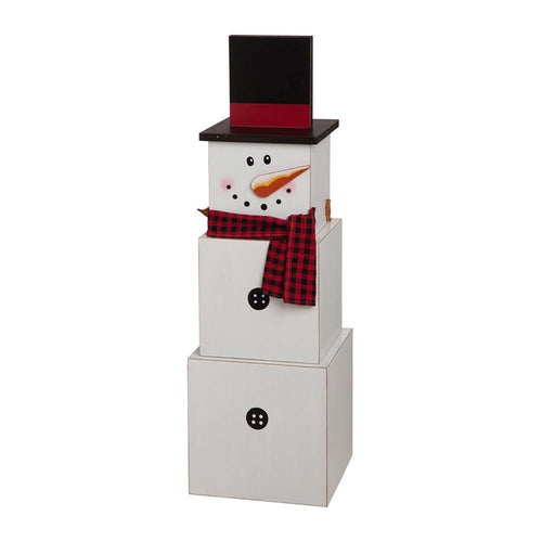 36.22"H Wooden Snowman Double-edage Box Porch Decor ( Christmas & Fall）