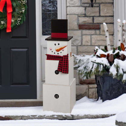 36.22"H Wooden Snowman Double-edage Box Porch Decor ( Christmas & Fall）