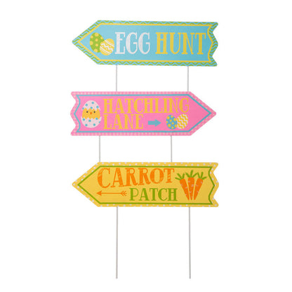 38"H Easter Metal Yard Stake or Wall Décor, Set of 3