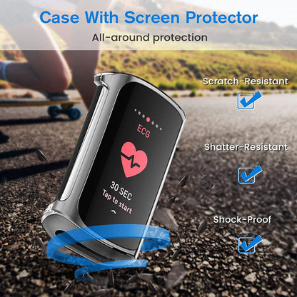 [4-Pack] Fitbit Charge 6/ Charge 5 Case Full-Around Screen Protector | Fintie
