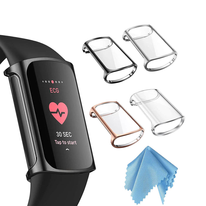 [4-Pack] Fitbit Charge 6/ Charge 5 Case Full-Around Screen Protector | Fintie