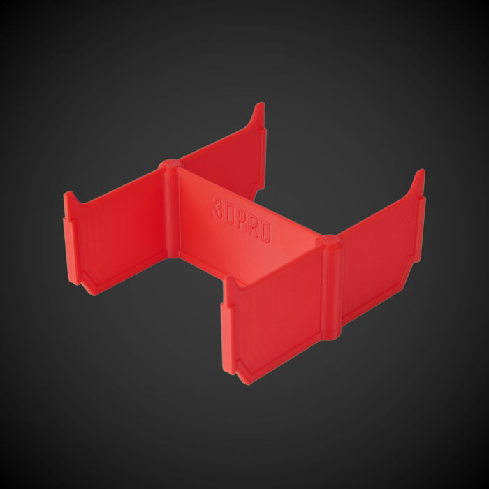 Red 4-Way Low Double Bin Divider (MP) with '3DPRO' branding on a dark background