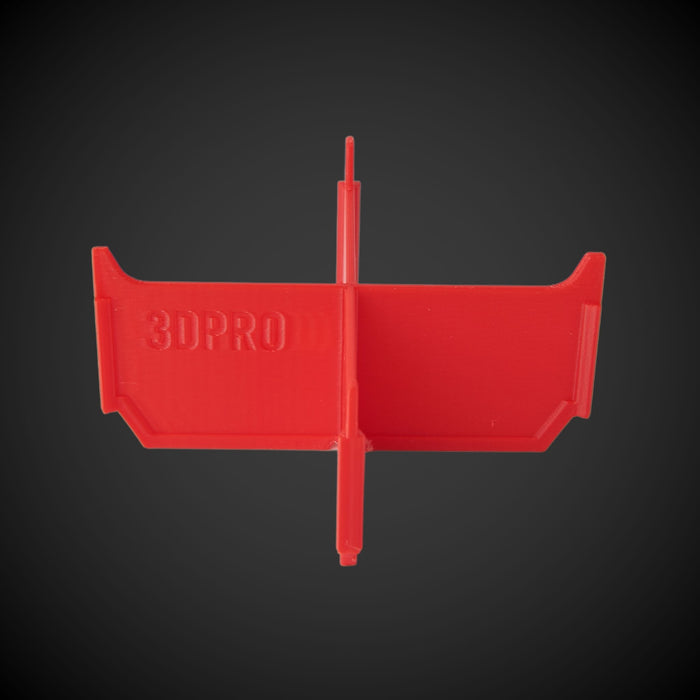 Red 4-Way Low Single Bin Divider (MP) on a black background