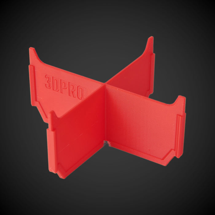 Red 4-Way Low Single Bin Divider (MP) with '3DPRO' branding on a black background