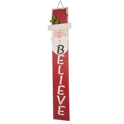 42.00"H Christmas Wooden Santa Porch Sign - BELIEVE