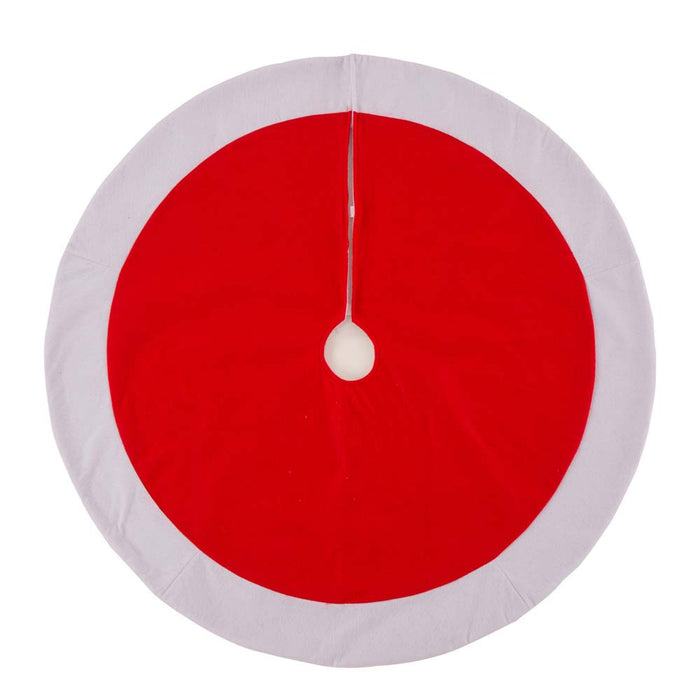 48“D Red & White Felt Christmas Tree Skirt