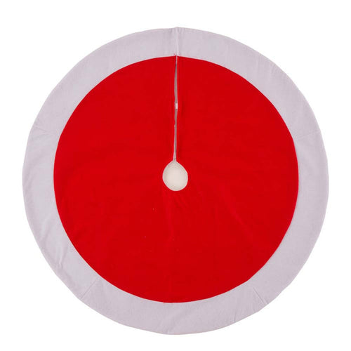 48“D Red & White Felt Christmas Tree Skirt