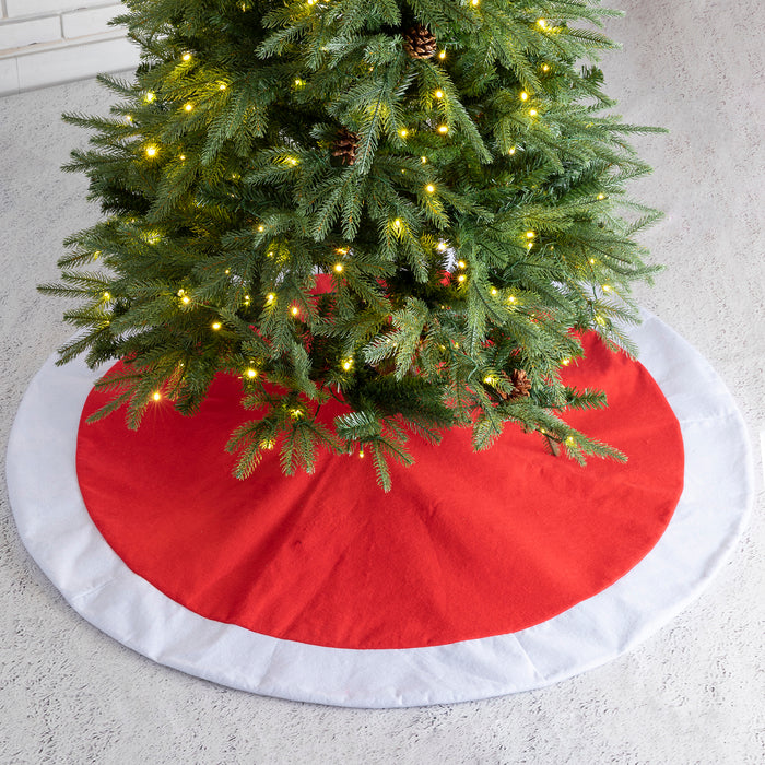 48“D Red & White Felt Christmas Tree Skirt