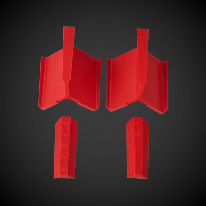 Set of red 5-Way Standard Double Bin Divider (MP) on a black background