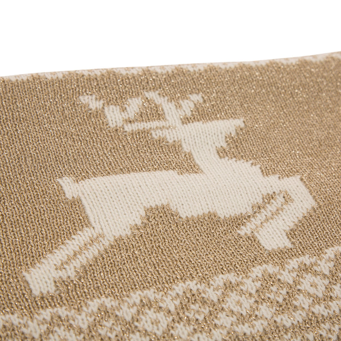 50"L*60"W Knitted Acrylic Beige Throw Blanket w/Tassels