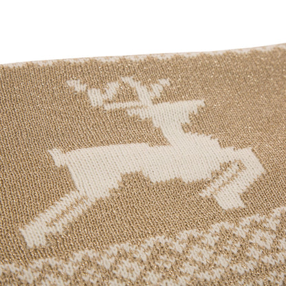 50"L*60"W Knitted Acrylic Beige Throw Blanket w/Tassels