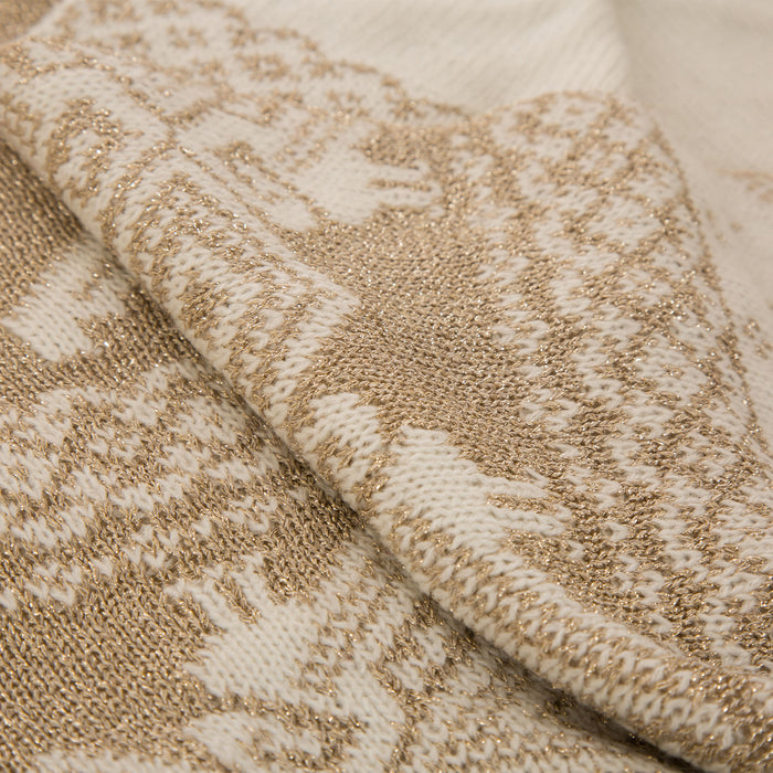 50"L*60"W Knitted Acrylic Beige Throw Blanket w/Tassels