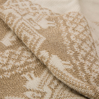 50"L*60"W Knitted Acrylic Beige Throw Blanket w/Tassels