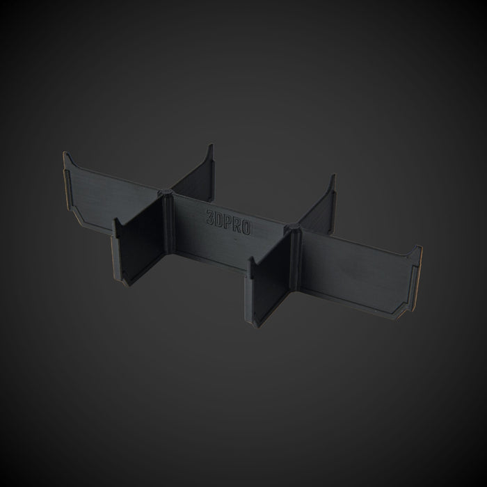 Black 6-way low double bin divider with '3DPRO' branding on a dark gray background
