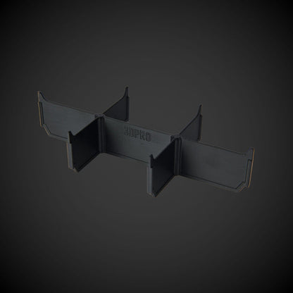 Black 6-way low double bin divider with '3DPRO' branding on a dark gray background