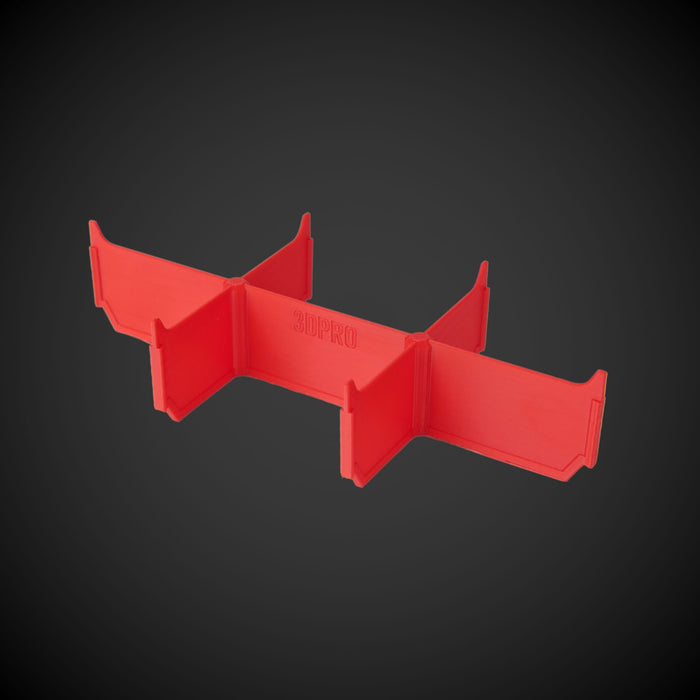 Red 6-way low double bin divider by 3DPRO