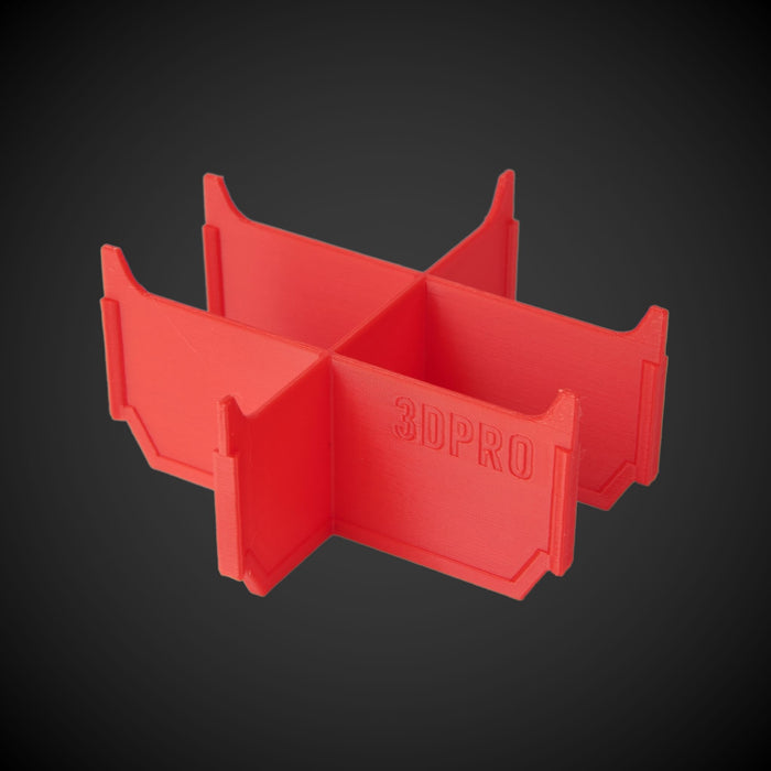 Red 6-Way Low Single Bin Divider (MP) with '3DPRO' branding on a black background