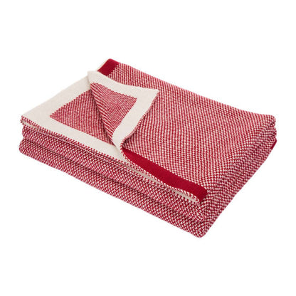 60"L*50"W Knitted Acrylic Red/White Throw Blanket 900g