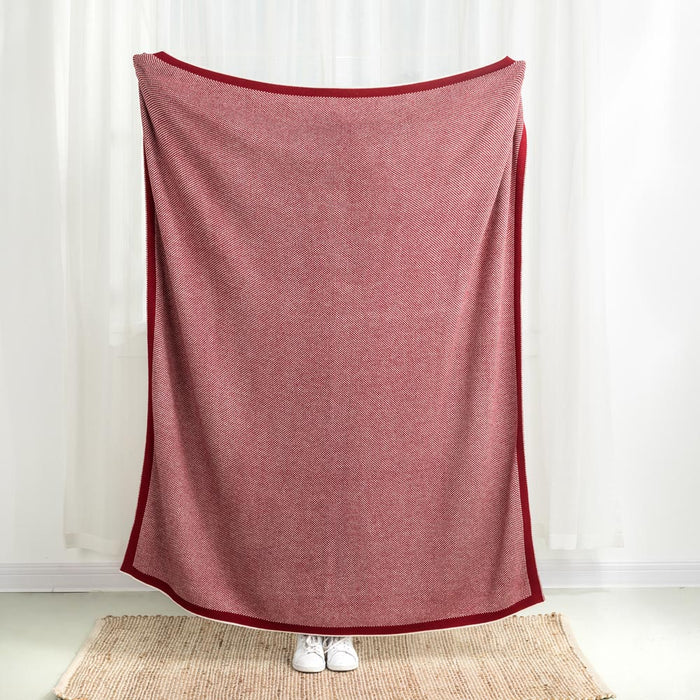 60"L*50"W Knitted Acrylic Red/White Throw Blanket 900g
