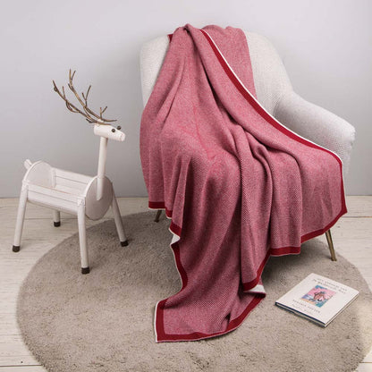 60"L*50"W Knitted Acrylic Red/White Throw Blanket 900g