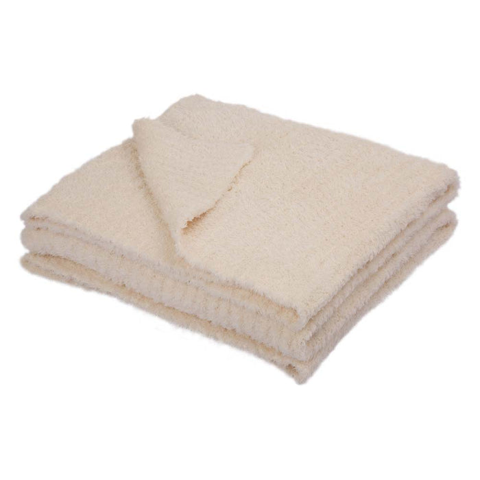 60"L*50"W Knitted Polyester Beige Feather Yarn Throw Blanket 800g