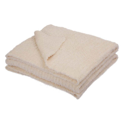 60"L*50"W Knitted Polyester Beige Feather Yarn Throw Blanket 800g