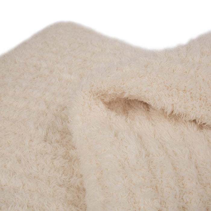 60"L*50"W Knitted Polyester Beige Feather Yarn Throw Blanket 800g