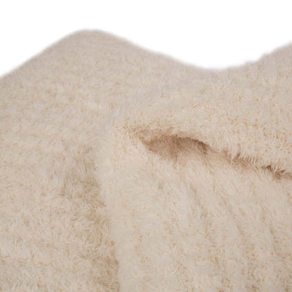 60"L*50"W Knitted Polyester Beige Feather Yarn Throw Blanket 800g