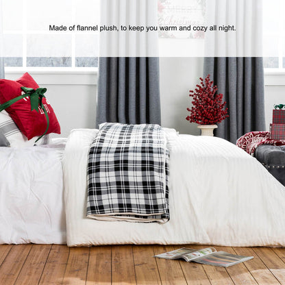 72"L*48"W Polar Fleece Black & White Plaid Reversible Duvet Cover