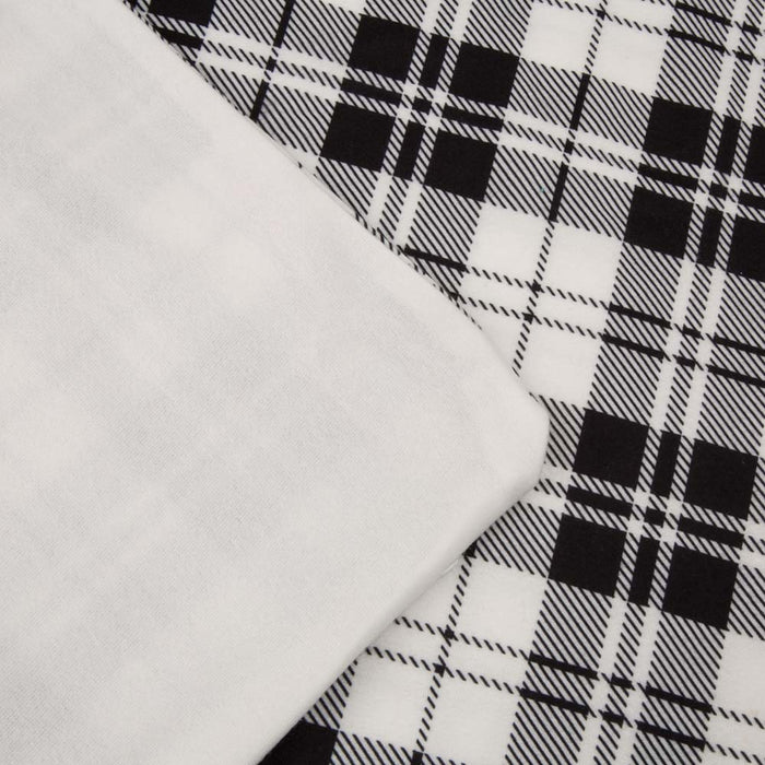 72"L*48"W Polar Fleece Black & White Plaid Reversible Duvet Cover