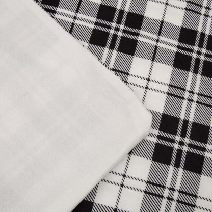 72"L*48"W Polar Fleece Black & White Plaid Reversible Duvet Cover
