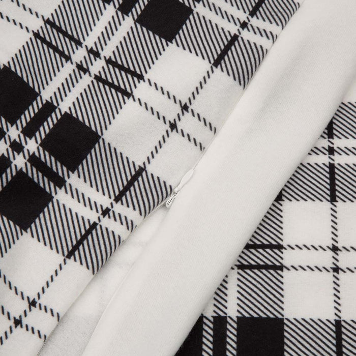 72"L*48"W Polar Fleece Black & White Plaid Reversible Duvet Cover