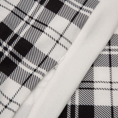 72"L*48"W Polar Fleece Black & White Plaid Reversible Duvet Cover