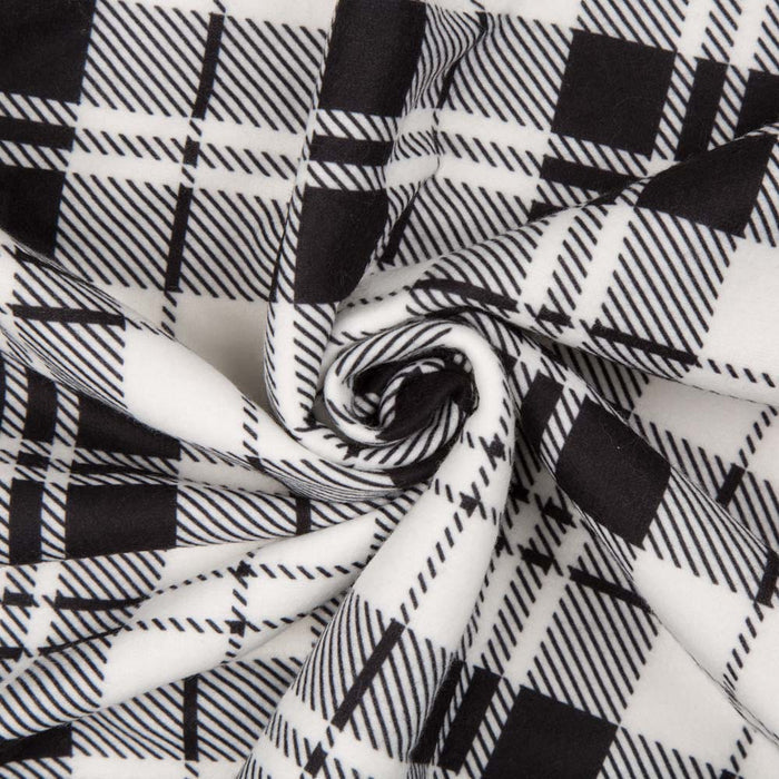 72"L*48"W Polar Fleece Black & White Plaid Reversible Duvet Cover