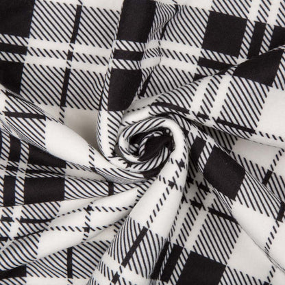 72"L*48"W Polar Fleece Black & White Plaid Reversible Duvet Cover