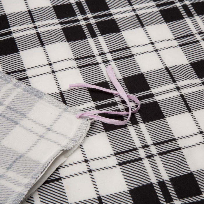 72"L*48"W Polar Fleece Black & White Plaid Reversible Duvet Cover