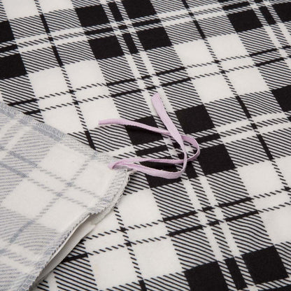 72"L*48"W Polar Fleece Black & White Plaid Reversible Duvet Cover