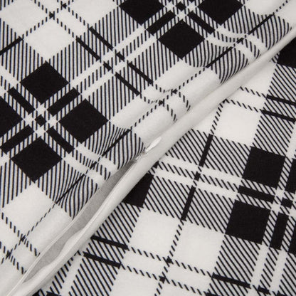 72"L*48"W Polar Fleece Black & White Plaid Reversible Duvet Cover