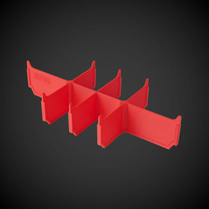Red 8-Way Low Double Bin Divider (MP) with '3DPRO' customized text
