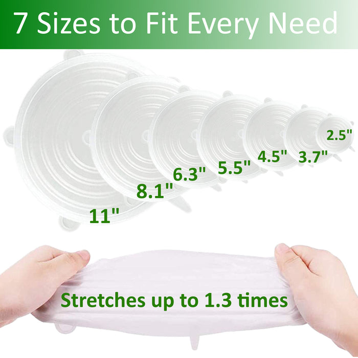 8.1 Inches Silicone Stretchable Lids, Dinnerware & Food Covers (6 Pieces Set)