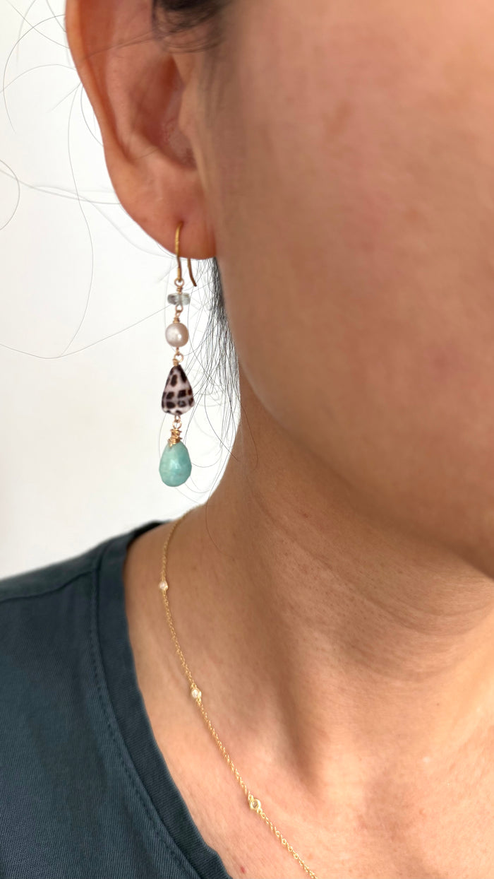Trinidad drop earrings - Hebrew x Aquamarine