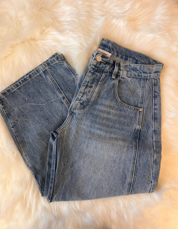 ee:some Mineral Washed Barrel Denim Pants