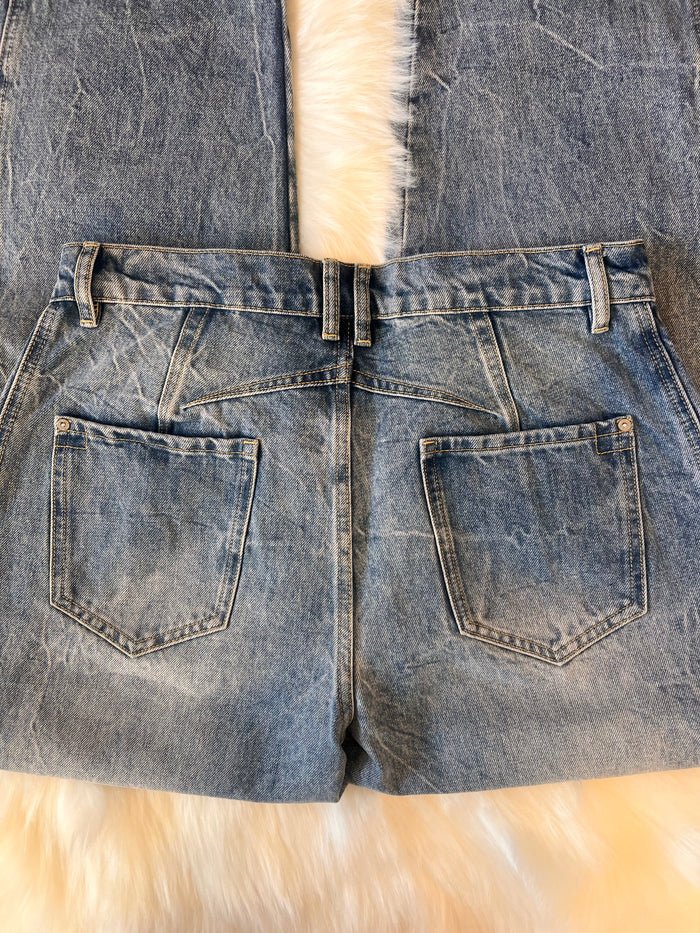 ee:some Mineral Washed Barrel Denim Pants