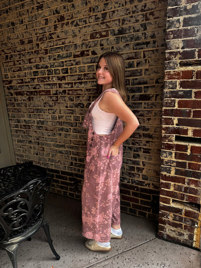 Wanna Be Washed Floral Oversized Overalls