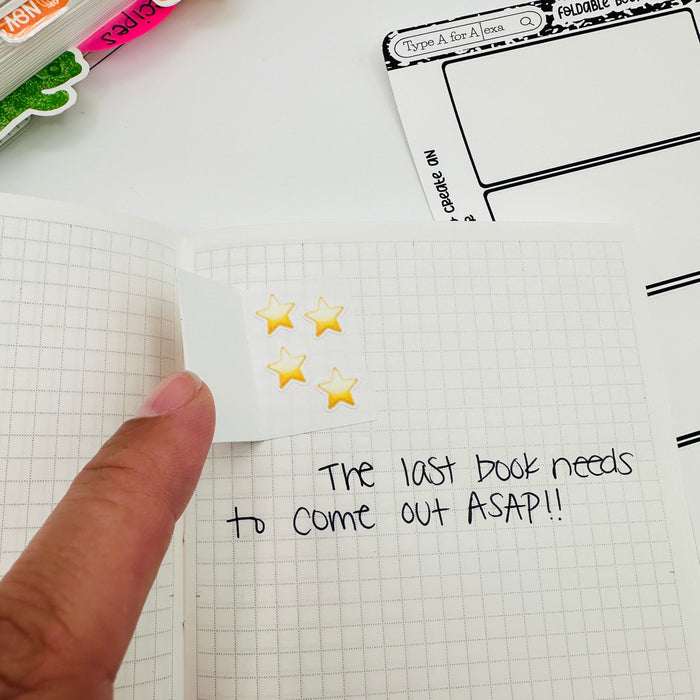 Foldable Book Sticker Sheet (w/ Bookshelf Freebie Stickers!)