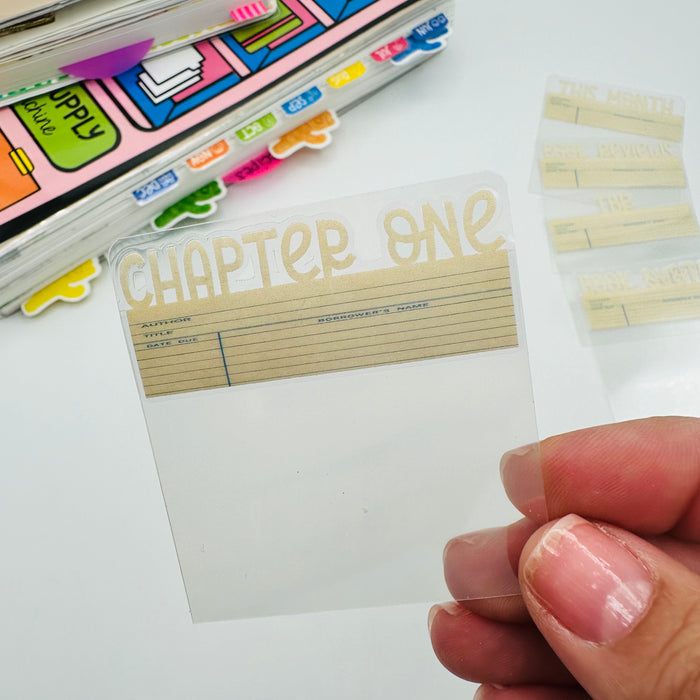 Library Card Mini Tab Dividers - TOP TABS (Set of 4)